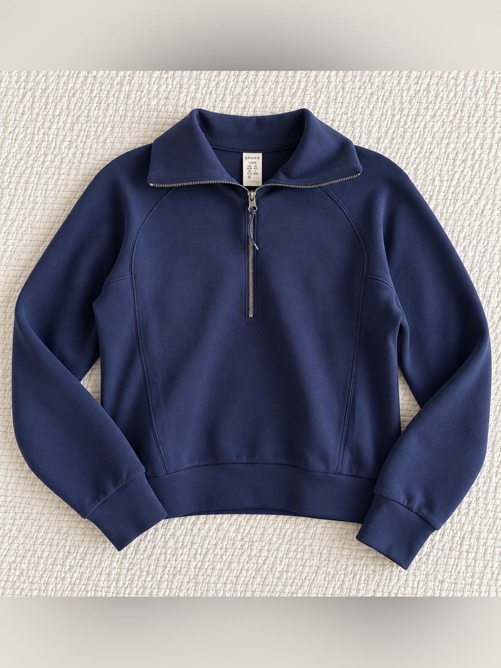 SPANX AirEssentials Half Zip Pullover Sweatshirt Navy Blue Large